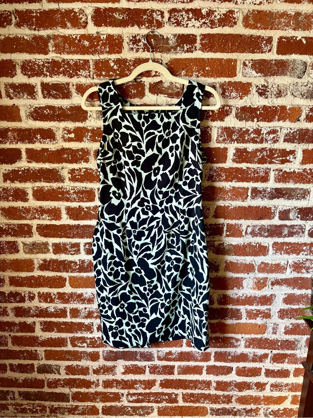 Connected apparel black and white floral tank top dress